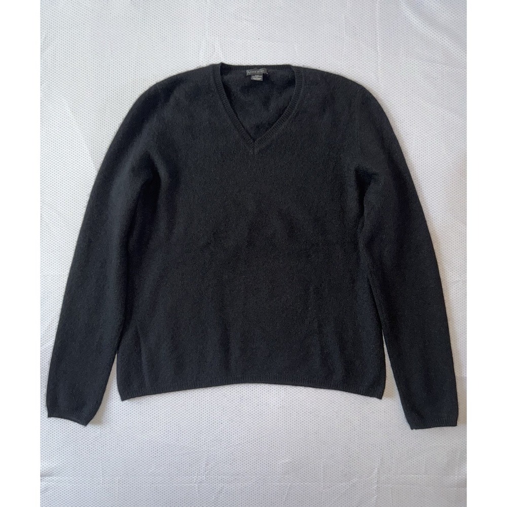 Only Mine 100% 2 Ply Cashmere Black Long Sleeve Sweater Size L‎